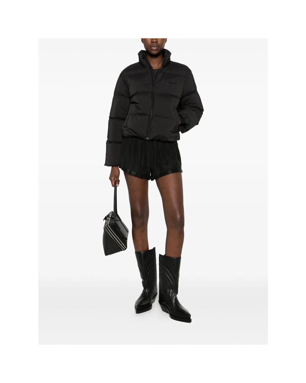Alexander Wang Black Cropped Channel Puffer Jacket