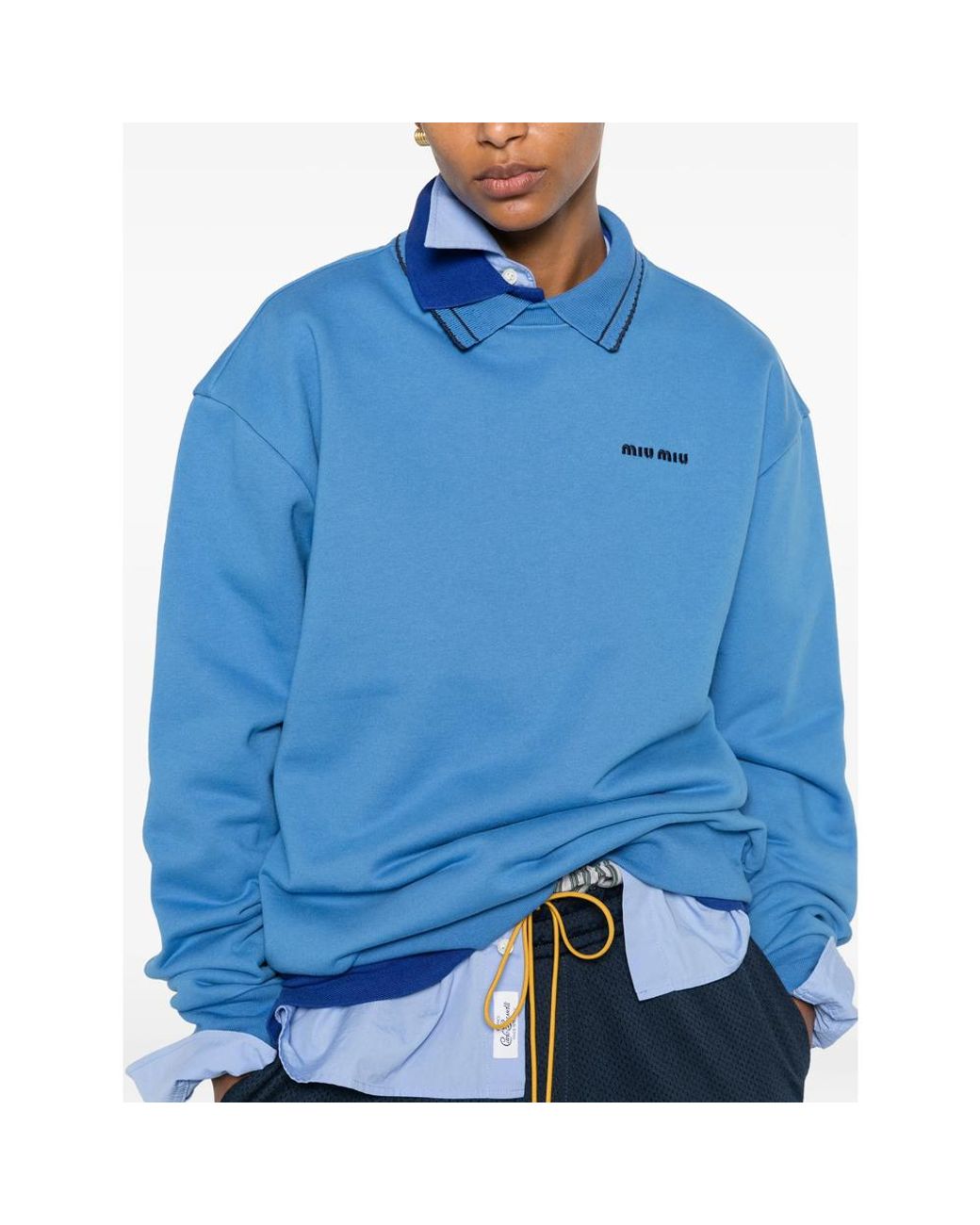 Miu Miu Blue Cotton Fleece Sweatshirt