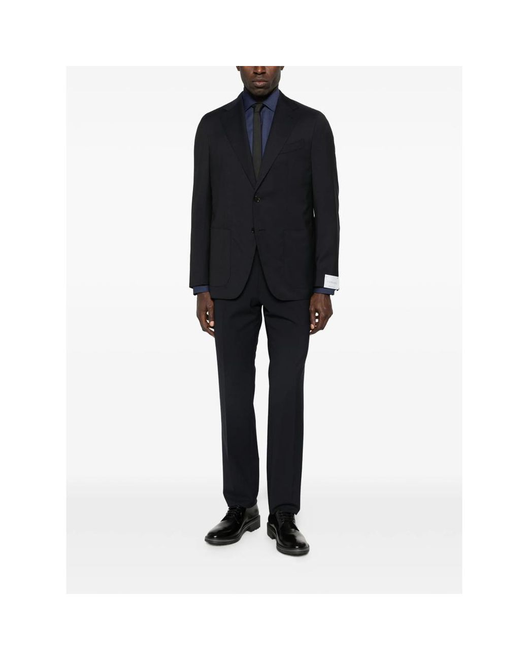 Caruso Black Aida Notched-Lapel Blazer for men