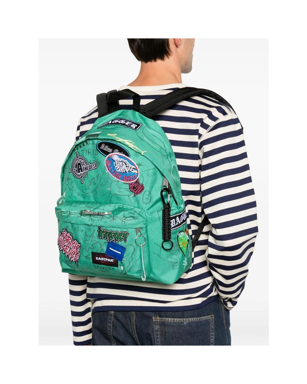 DAGGER Green Patch-Detail Graffiti-Print Backpack for men