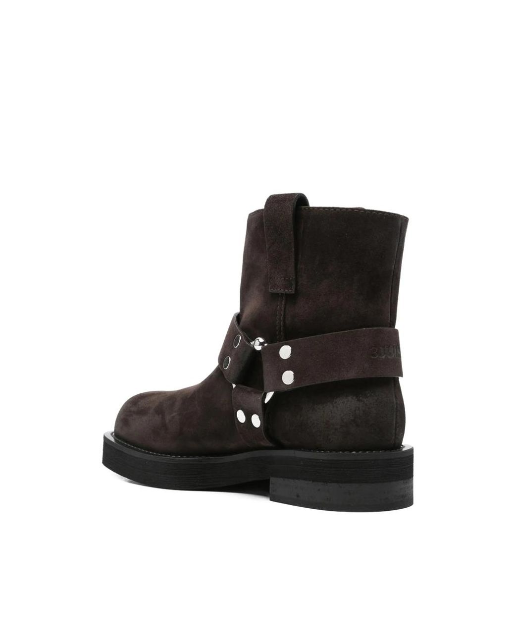 3Juin Black Steve Buckle-Strap Suede Boots