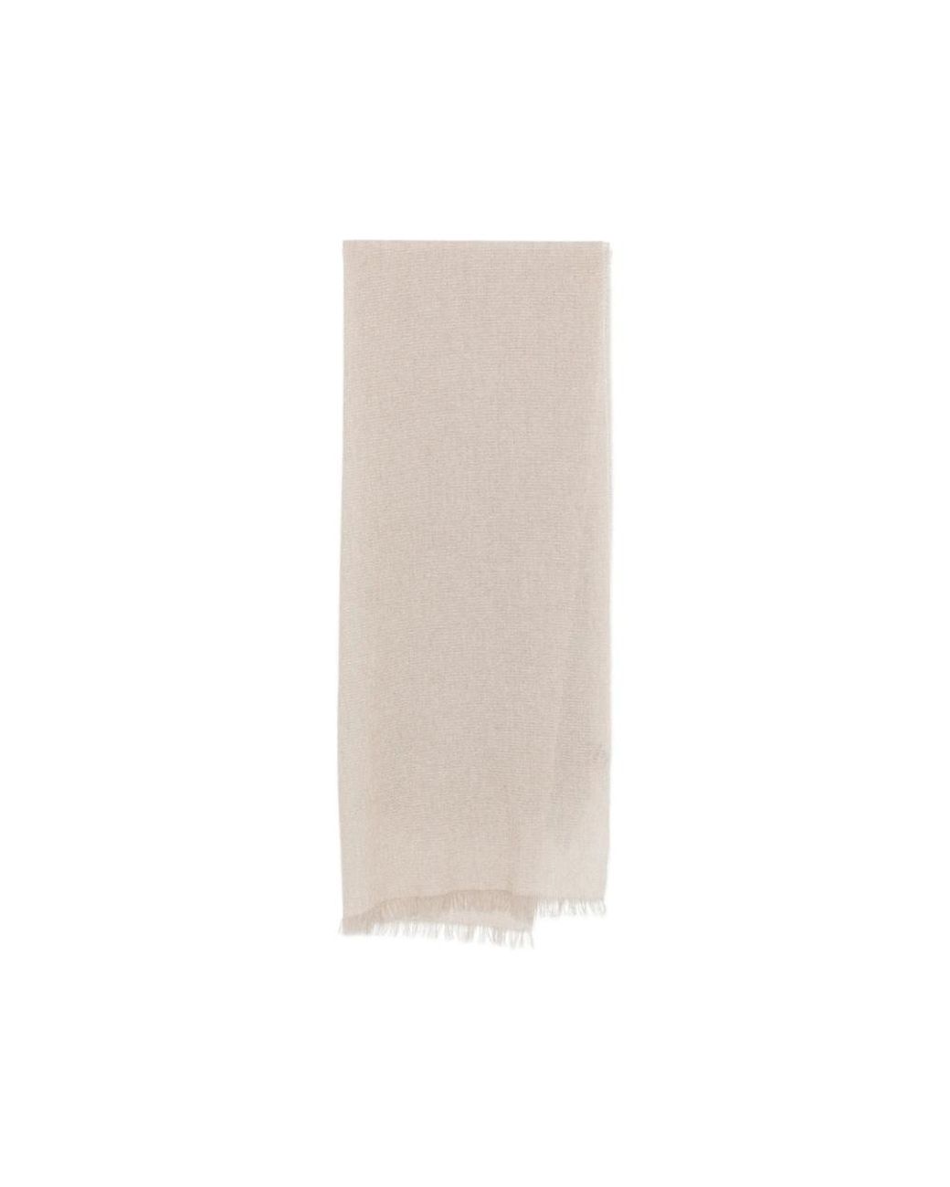 D'Aniello White Fringed Metallic Scarf