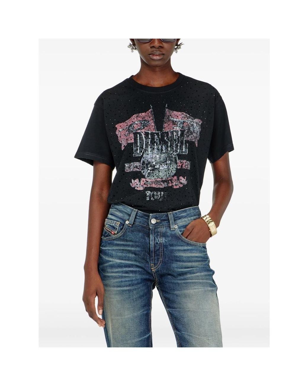 DIESEL Black Graphic Crew Neck T-Shirt