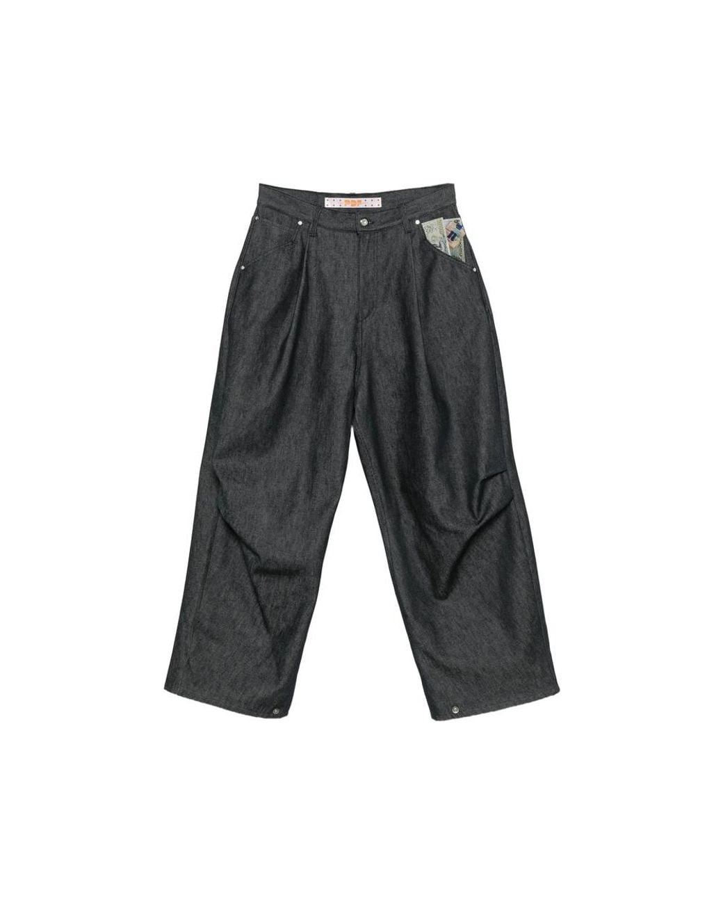 PDF Gray Pleated Wide-Leg Jeans for men