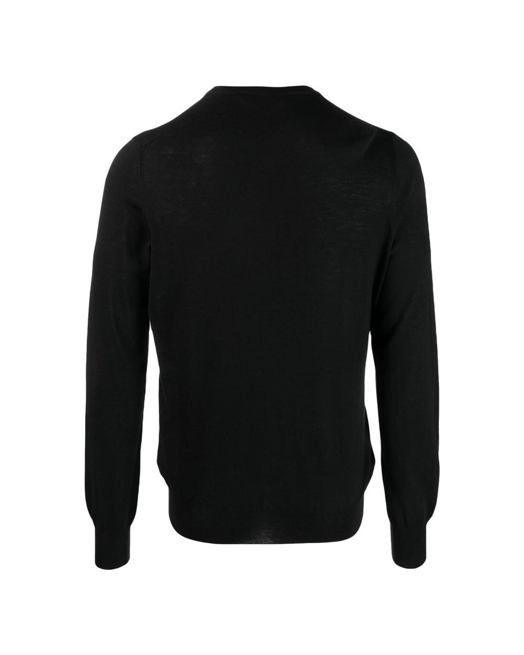 La Fileria Black Round-Neck Virgin-Wool Sweater for men
