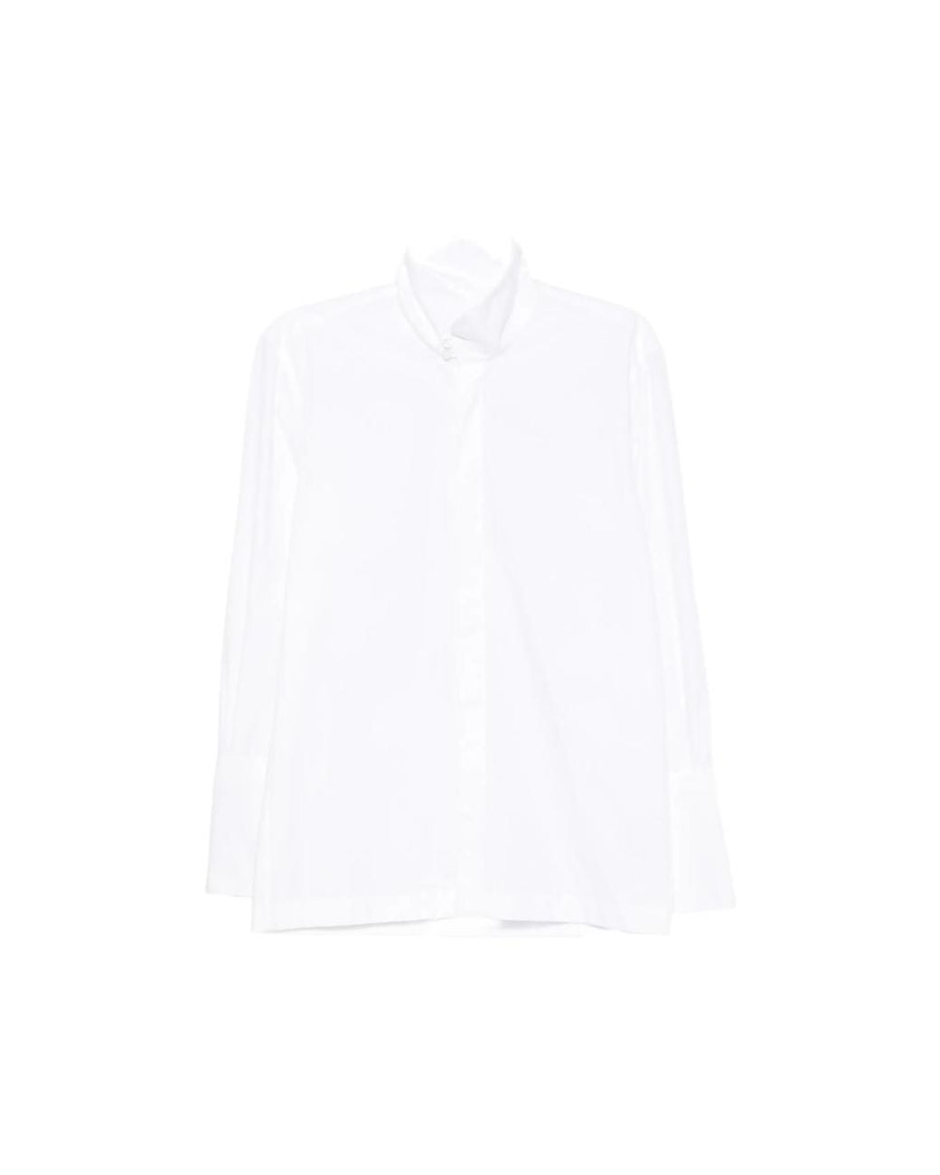 Thelatest White Edith High-Neck Long-Sleeve Shirt