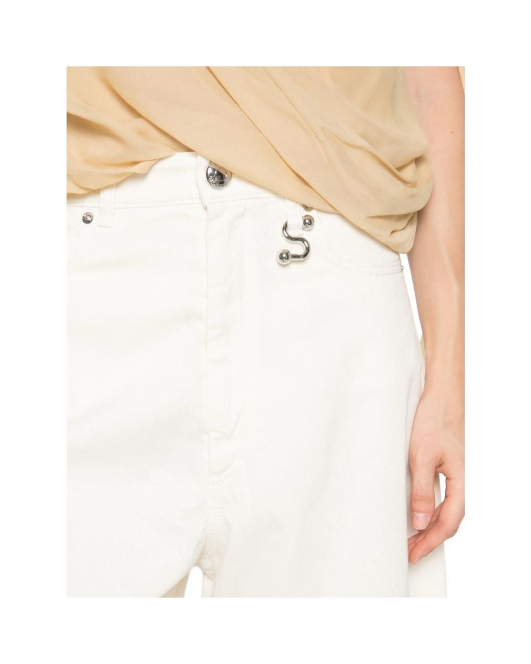 Sportmax White Logo-Patch Wide-Leg Jeans