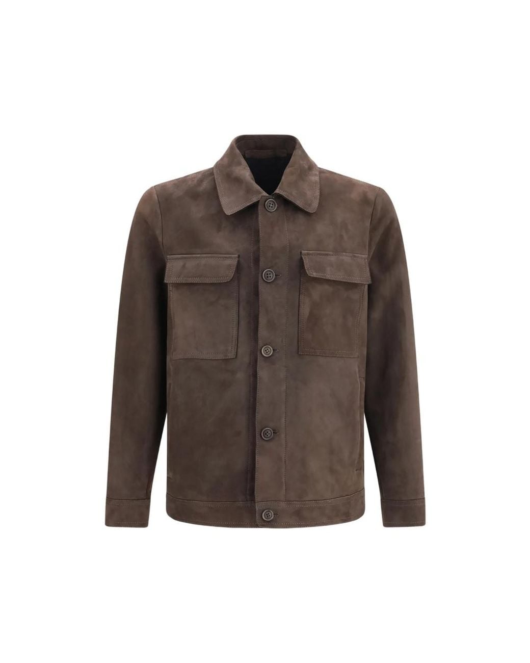 Salvatore Santoro Brown Button-Up Suede Jacket for men