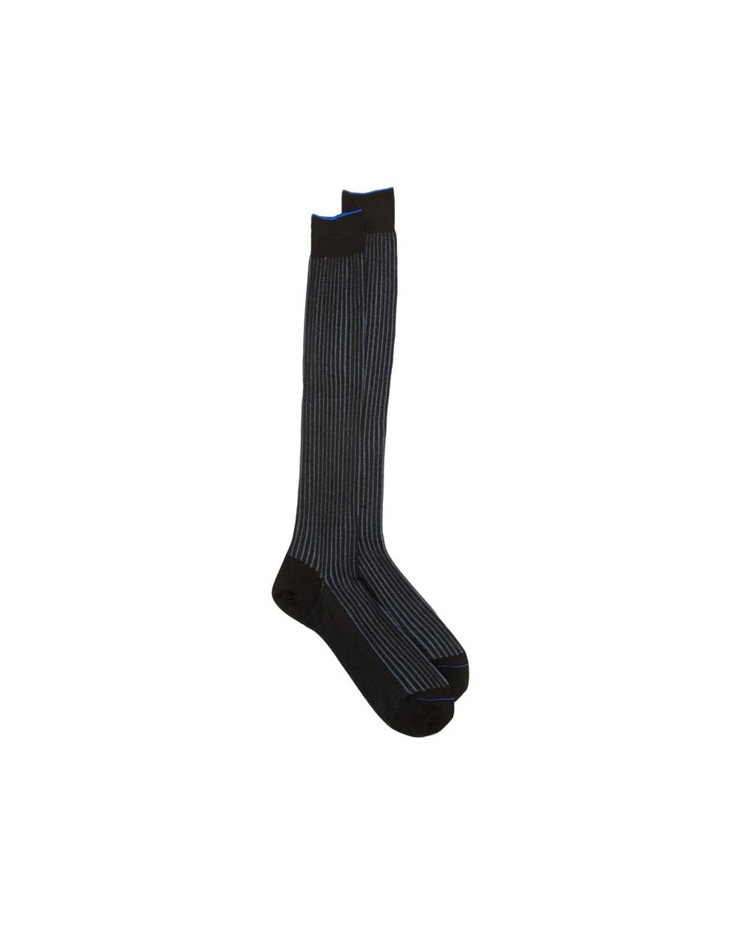 ANT45 Black Menfi Long Ribbed Vertical-Stripe Socks for men