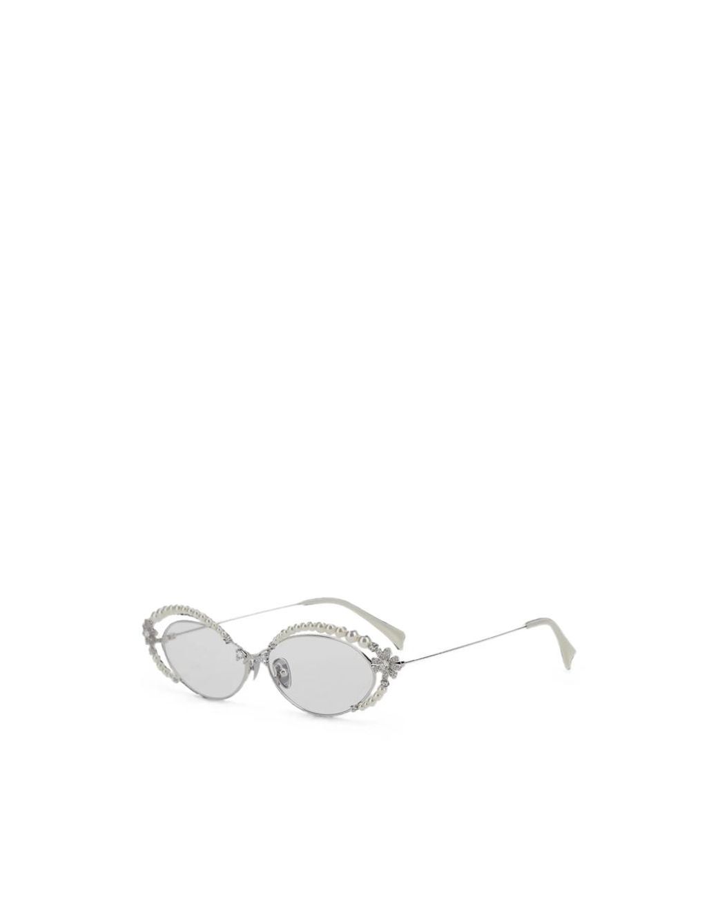 YVMIN White Paradise Floral-Detail Oval-Frame Glasses