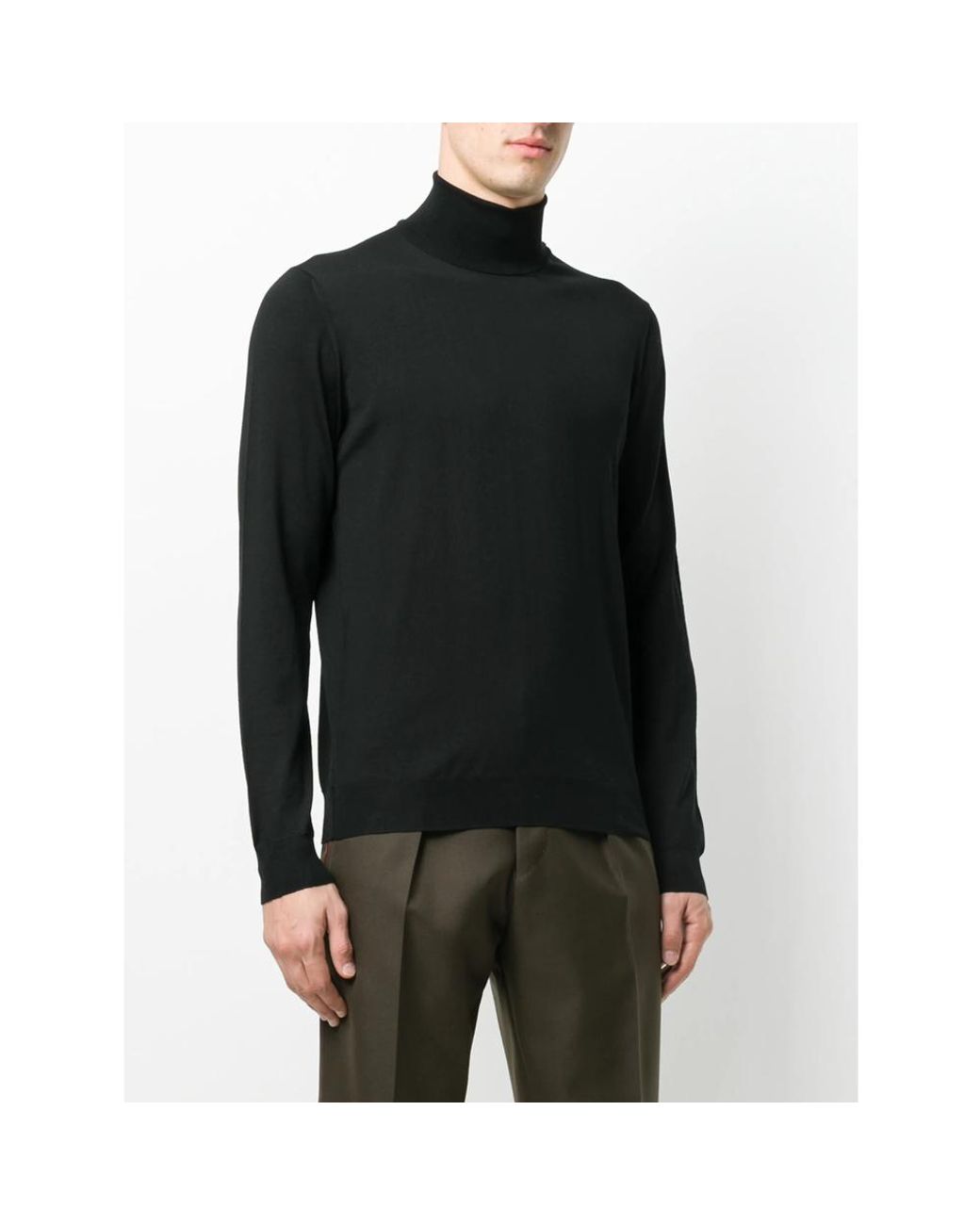 Drumohr Black Fine-Knit Roll Neck Sweater for men