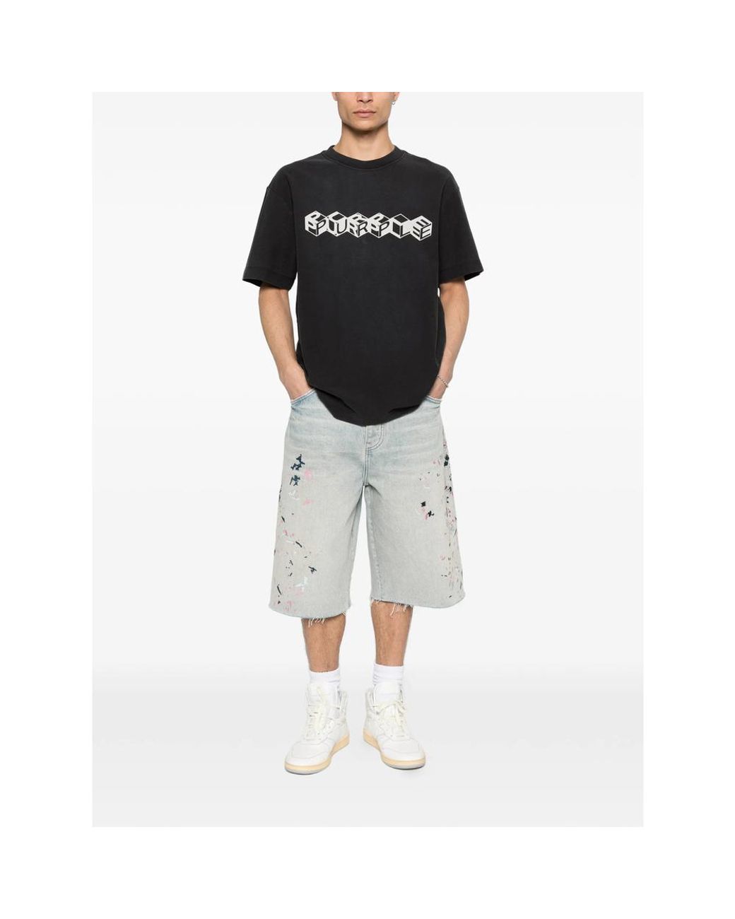 Purple Brand Black Cube Textured T-Shirt for men