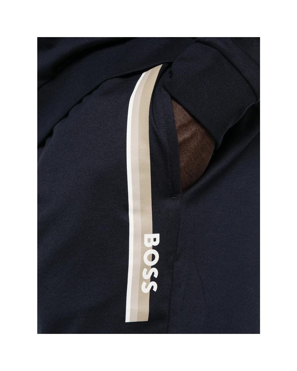 Boss Blue Authentic Logo-Print Side-Stripe Track Pants for men