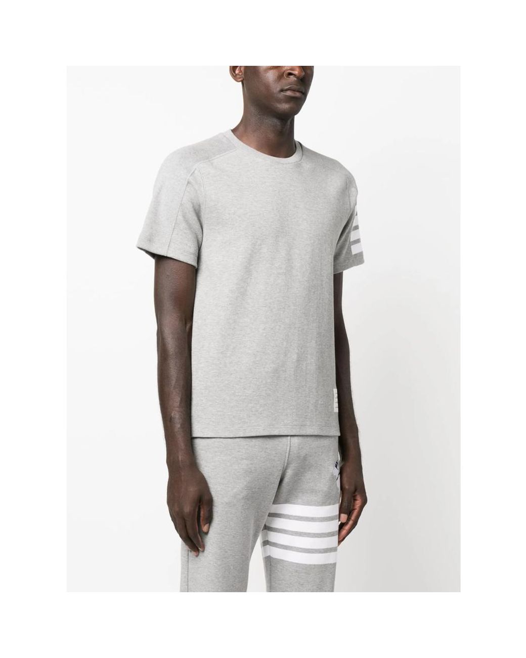 Thom Browne Gray Milano Cotton 4-Bar T-Shirt for men
