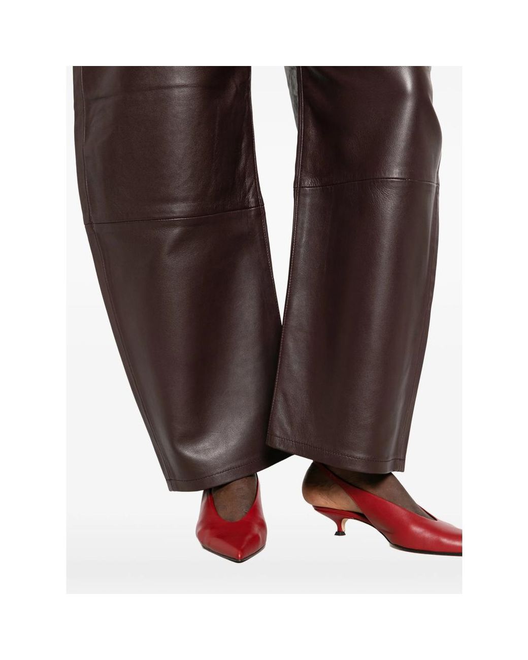 Lois Gray Wide-Leg Leather Trousers