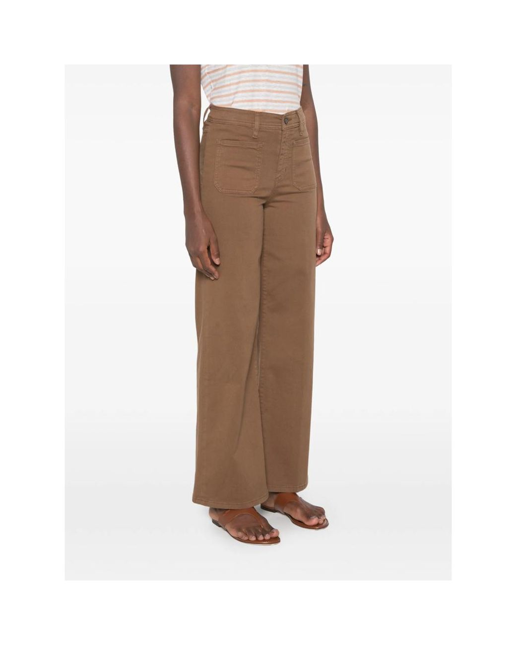 FRAME Brown Le Slim Patch-Pocket Wide-Leg Jeans
