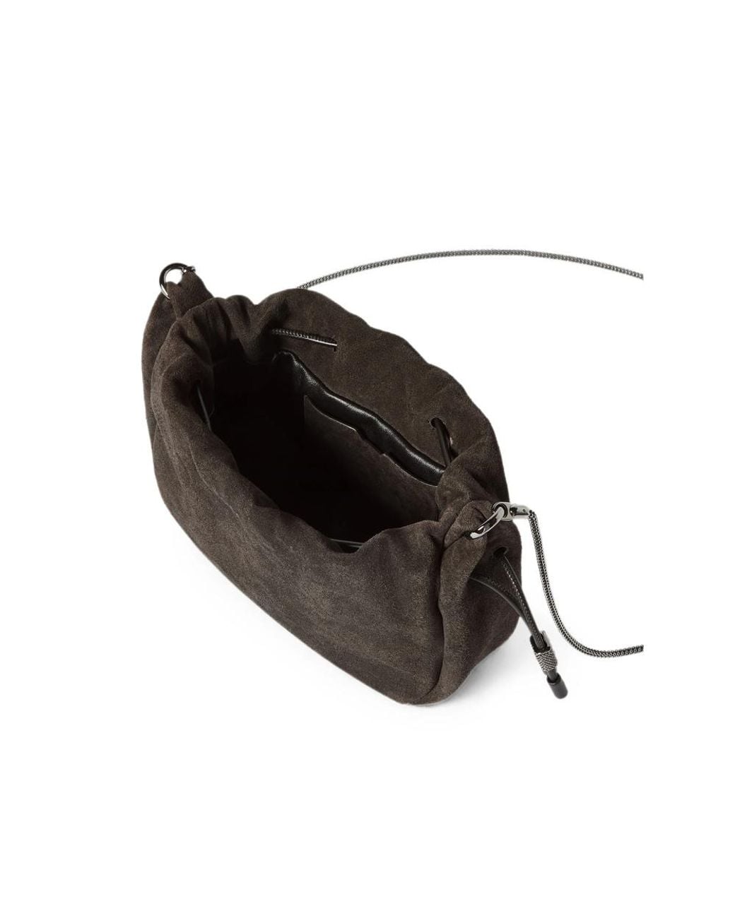Brunello Cucinelli Black Mellow Suede Shoulder Bag