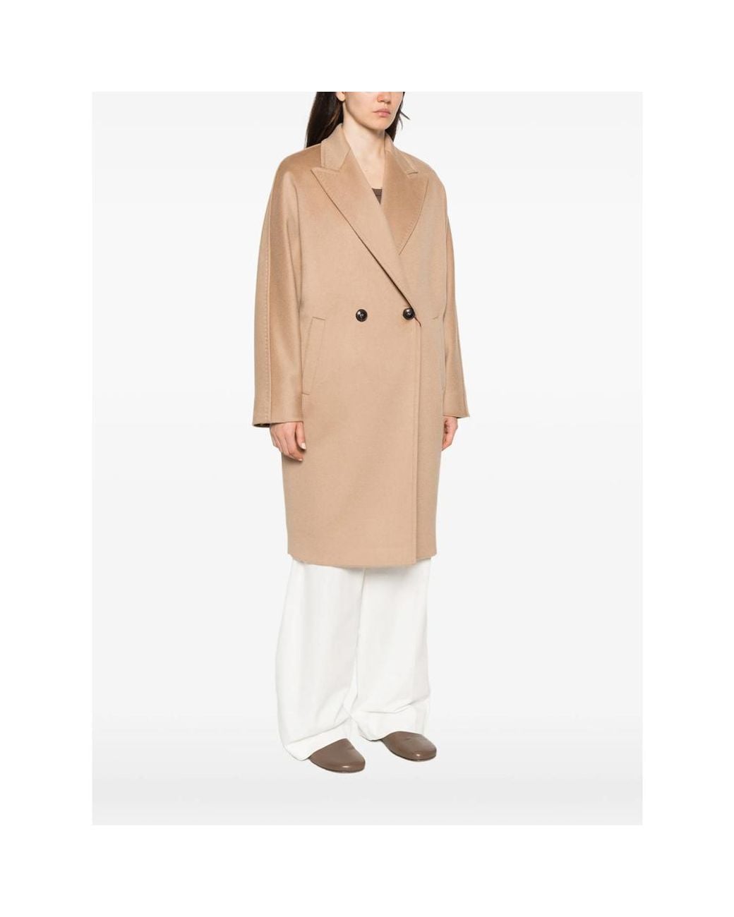 Max Mara Natural Double-Breasted Notched-Lapel Coat