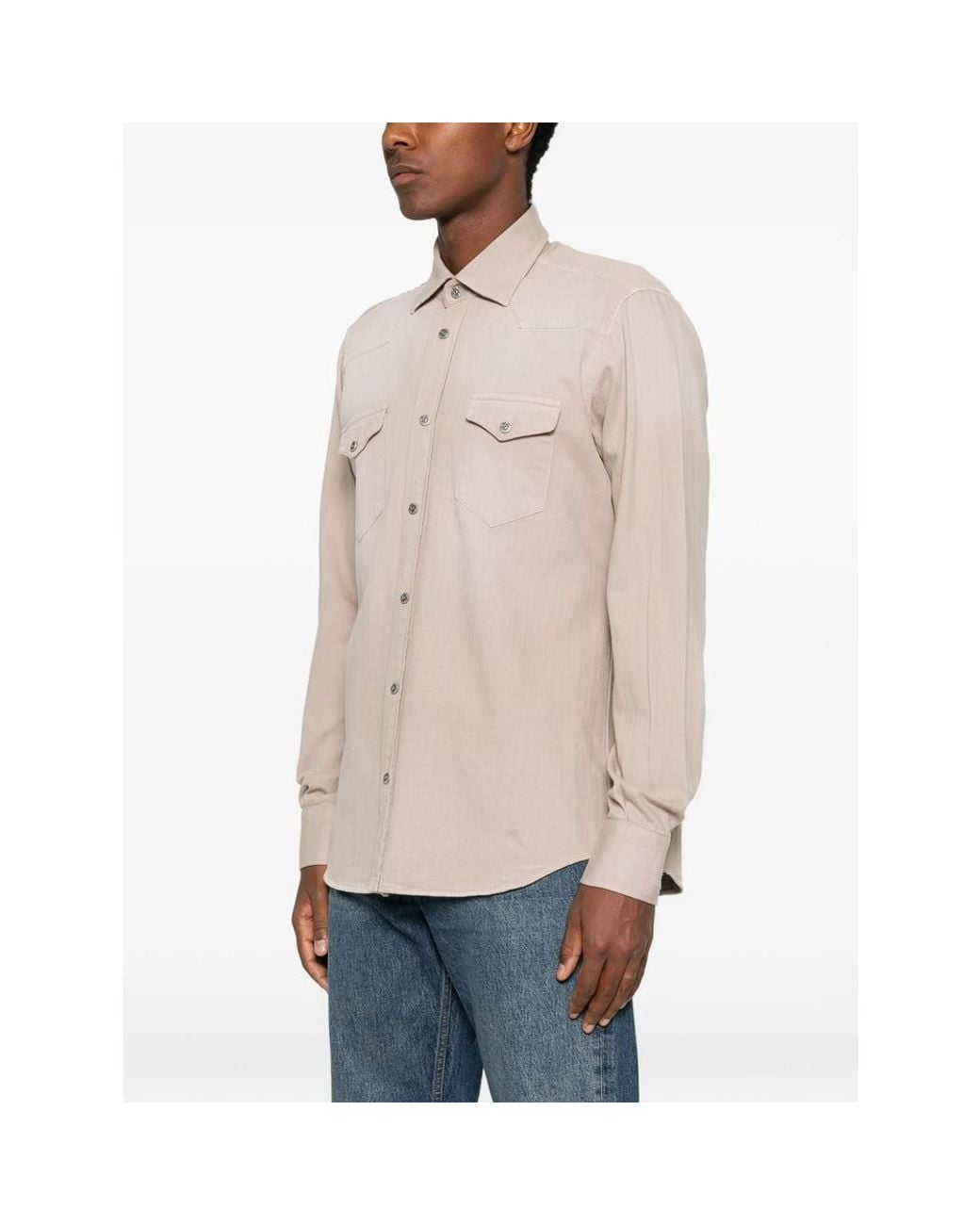 Sartorio Napoli Natural Press-Stud-Fastening Shirt for men