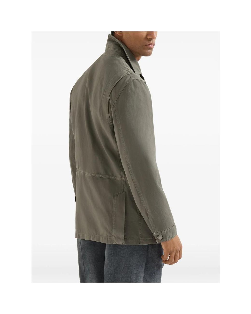 Brunello Cucinelli Gray Cotton And Linen Canvas Outerwear Jacket for men