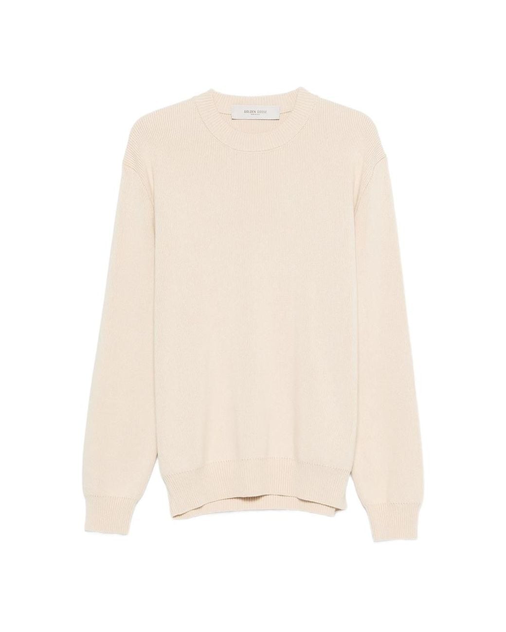 Golden Goose Deluxe Brand Natural Crew Neck Sweater With 'Golden' Lettering On The Back for men