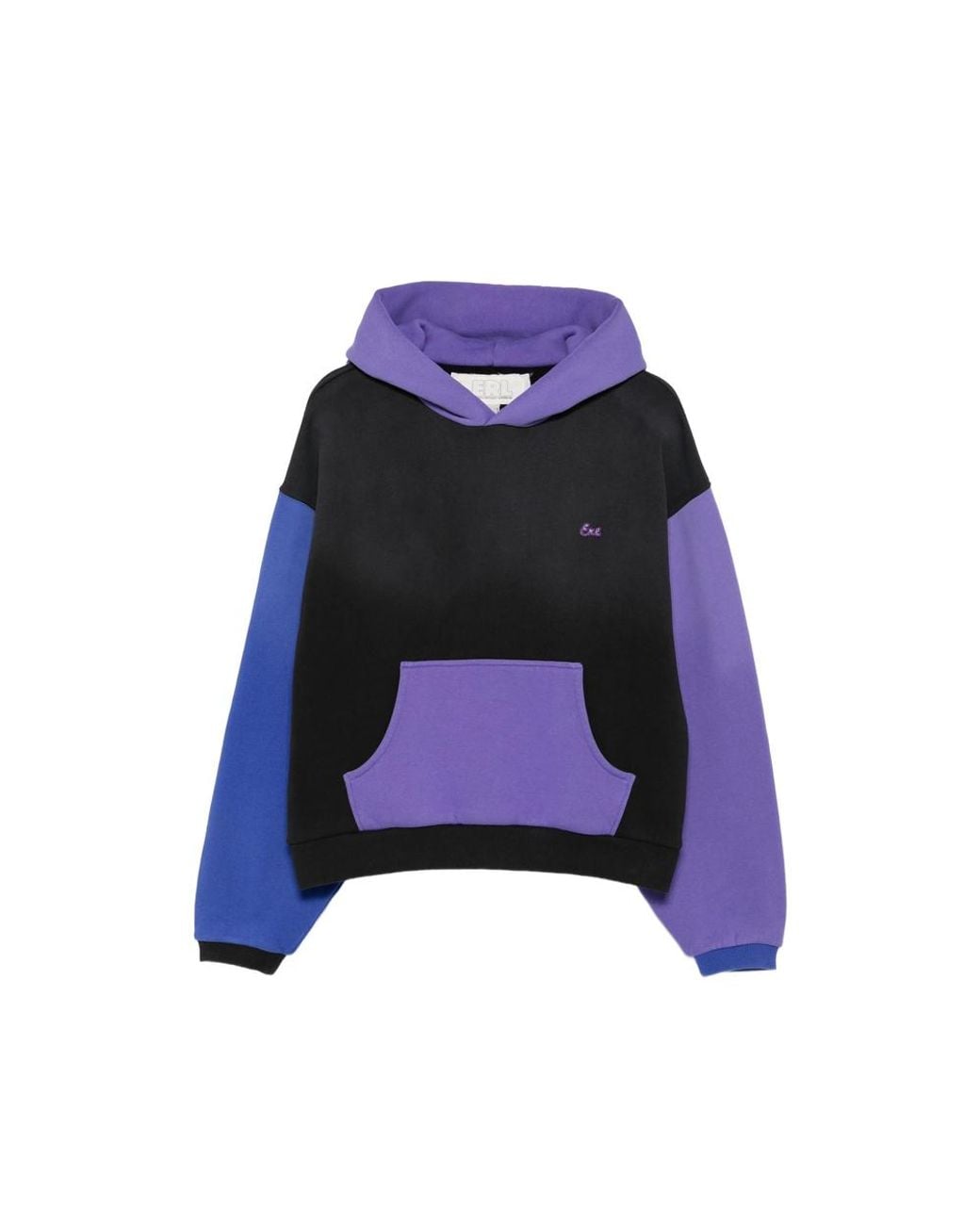 ERL Blue Colour-Block Logo-Patch Hoodie for men