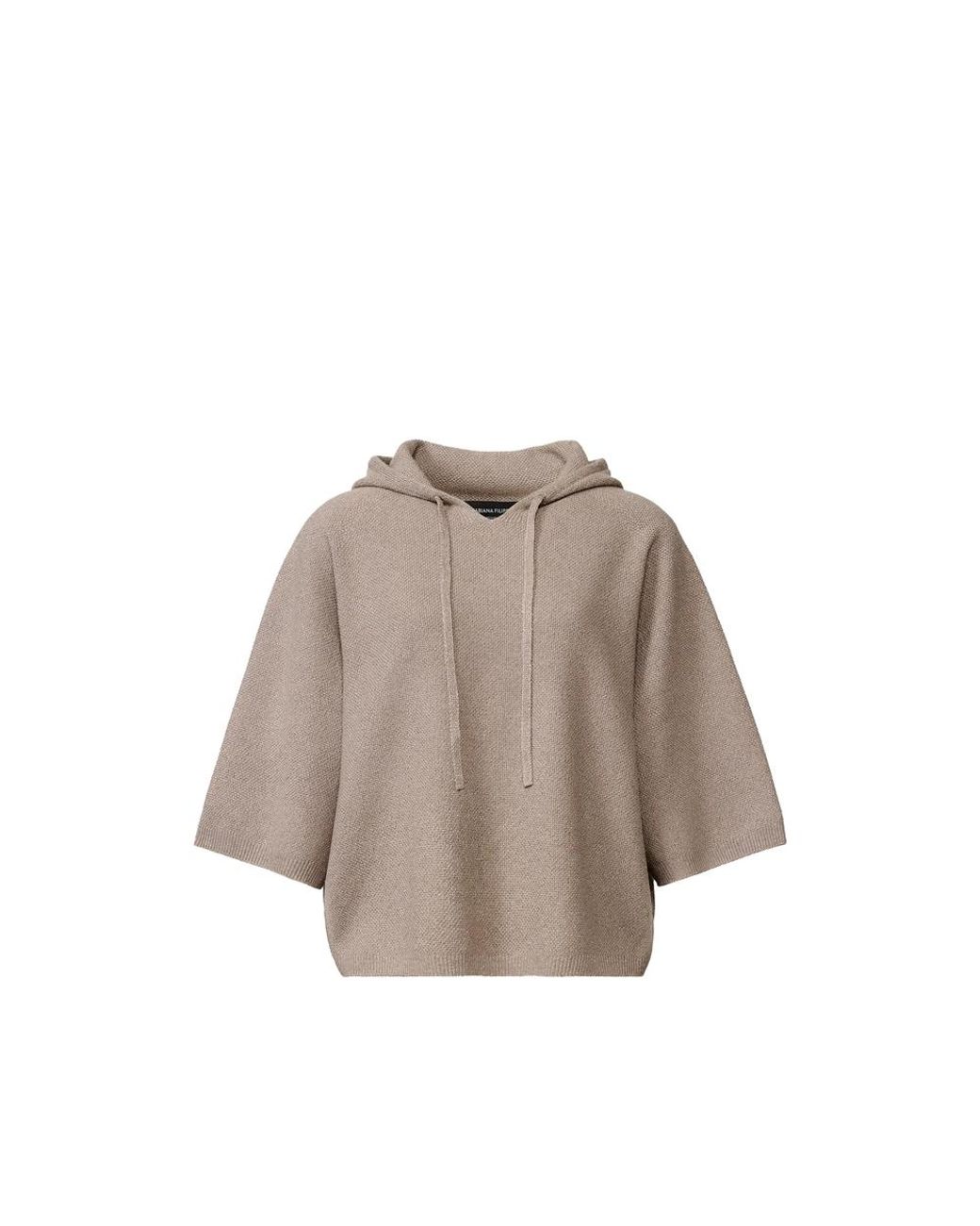 Fabiana Filippi Brown Drawstring-Fastening Elbow-Sleeve Hoodie