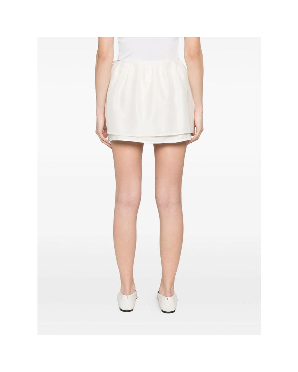 DUNST White Drawstring Layered Mini Skirt
