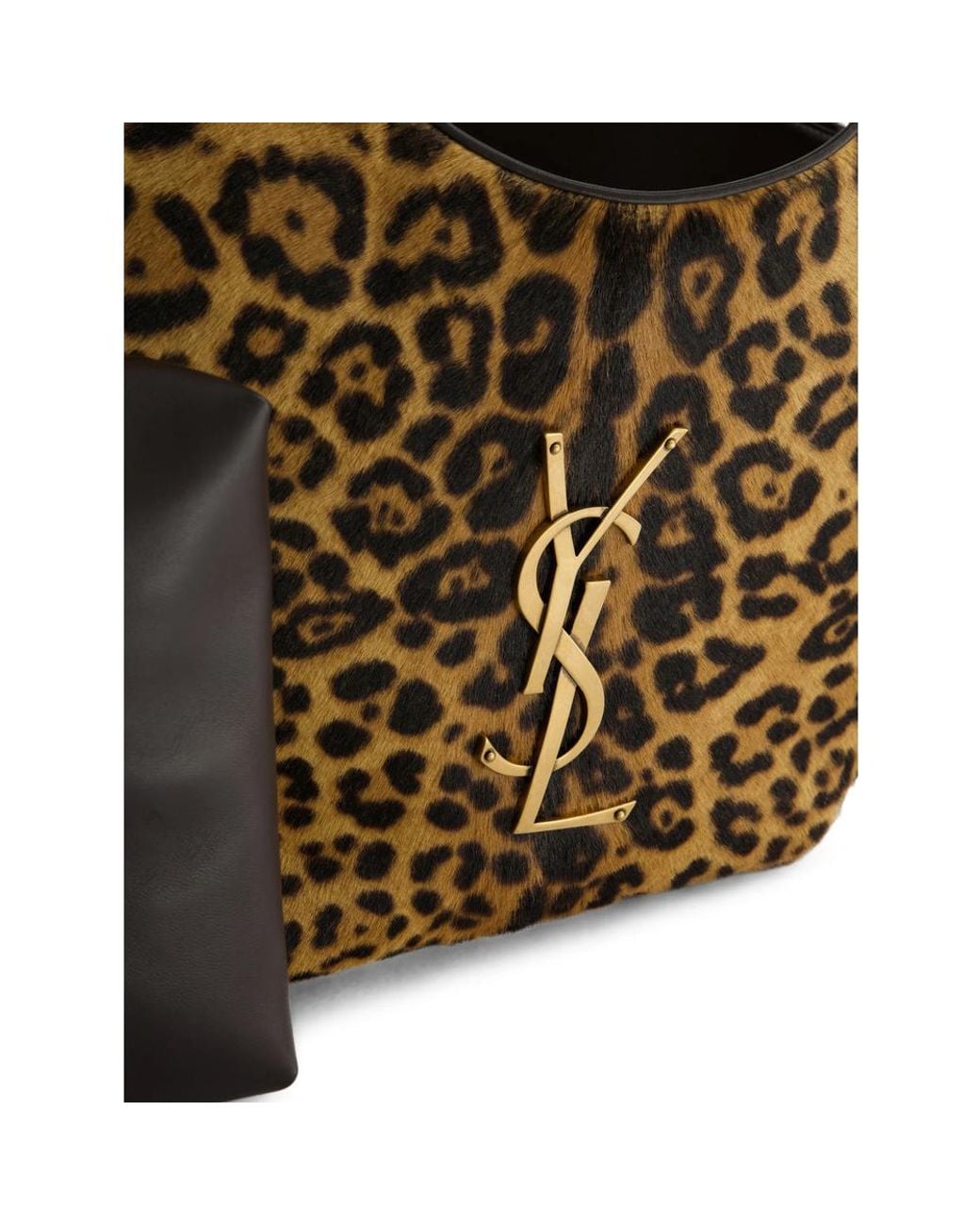 Saint Laurent Brown Medium Icare Leopard-Print Tote Bag