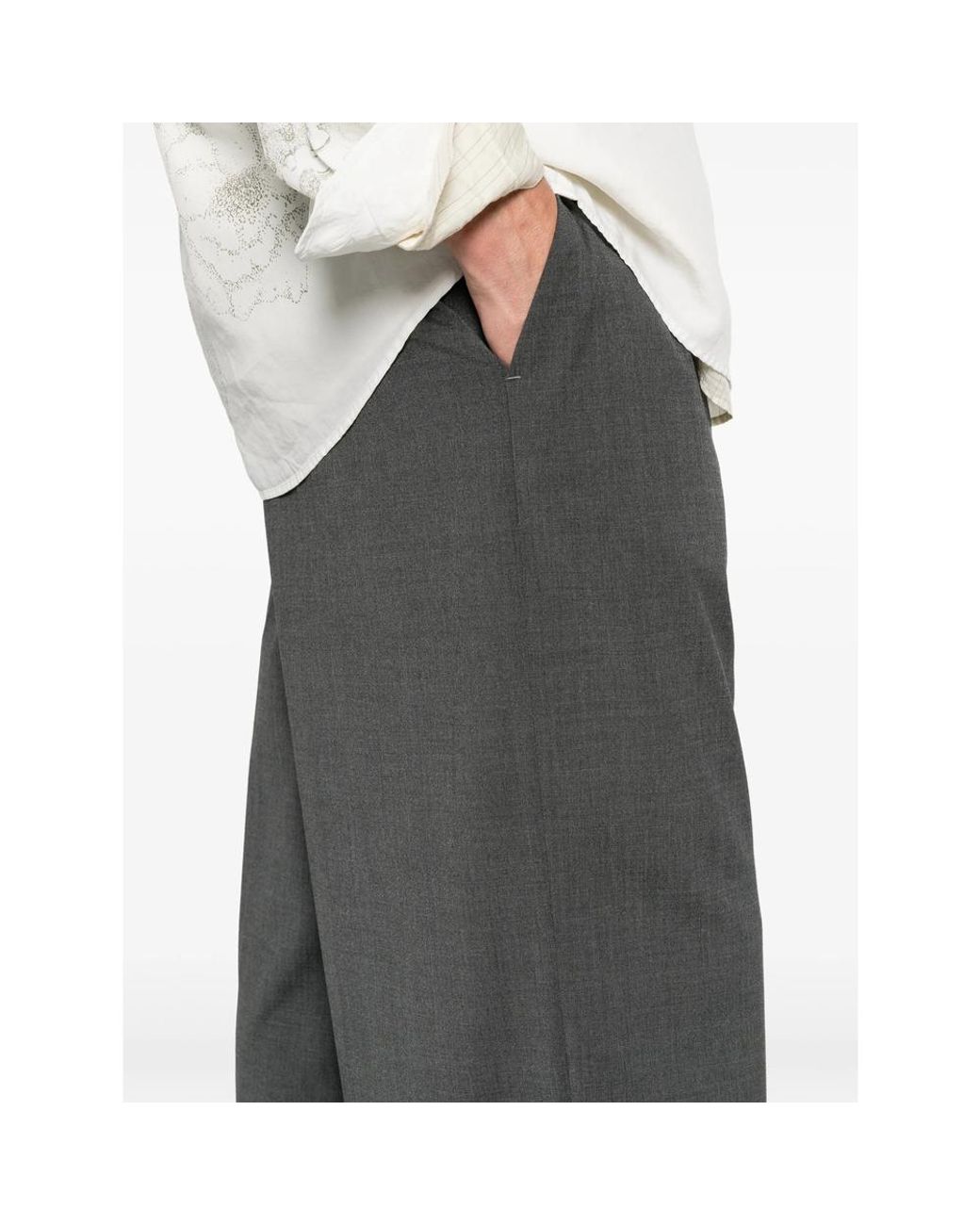THESTROY Gray Pleated Wide-Leg Trousers for men