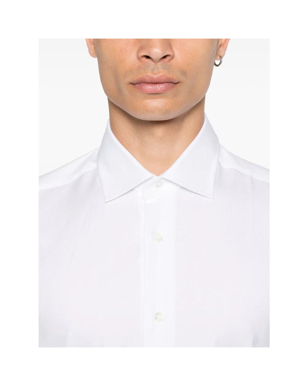 CAMICERIA MAZZARELLI White Long-Sleeve Button-Up Shirt for men