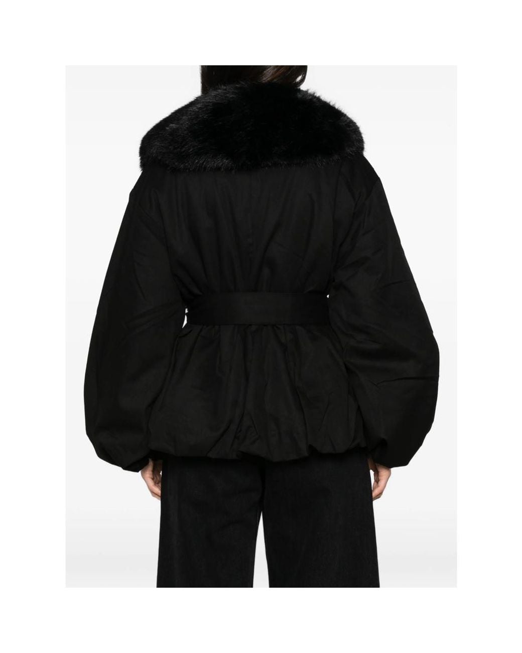 ROTATE BIRGER CHRISTENSEN Black Faux-Fur Collar Jacket