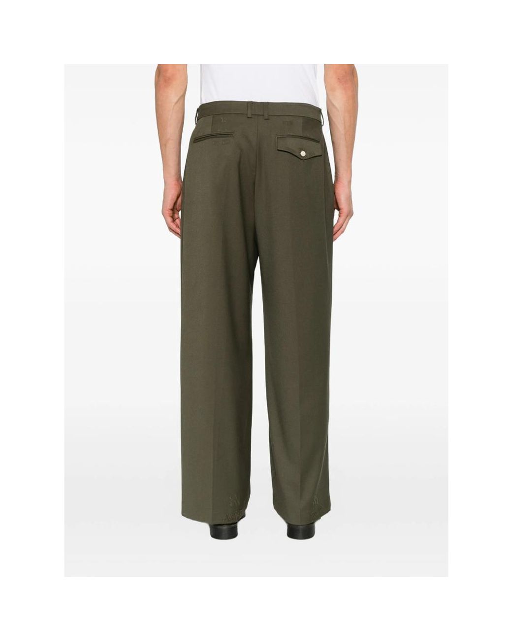 THESTROY Green Distressed Wide-Leg Trousers for men