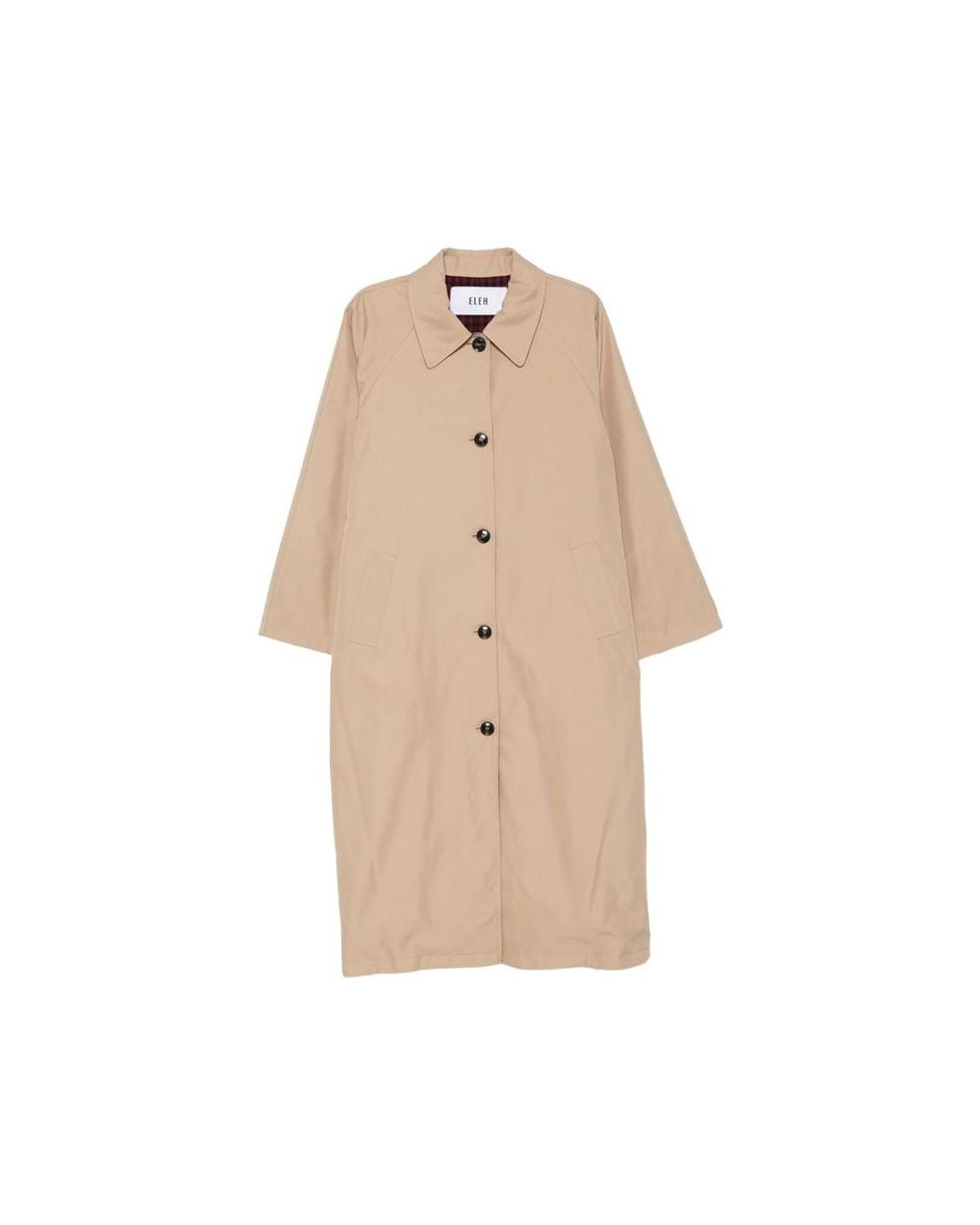 ELEH Natural Reversible Gingham-Print Coat