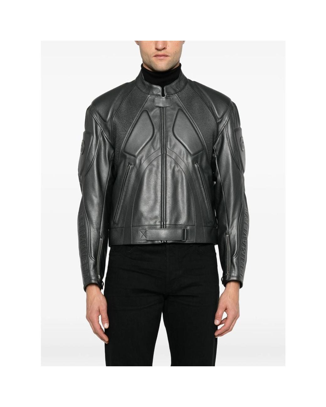 Gucci Gray Interlocking G Leather Jacket for men
