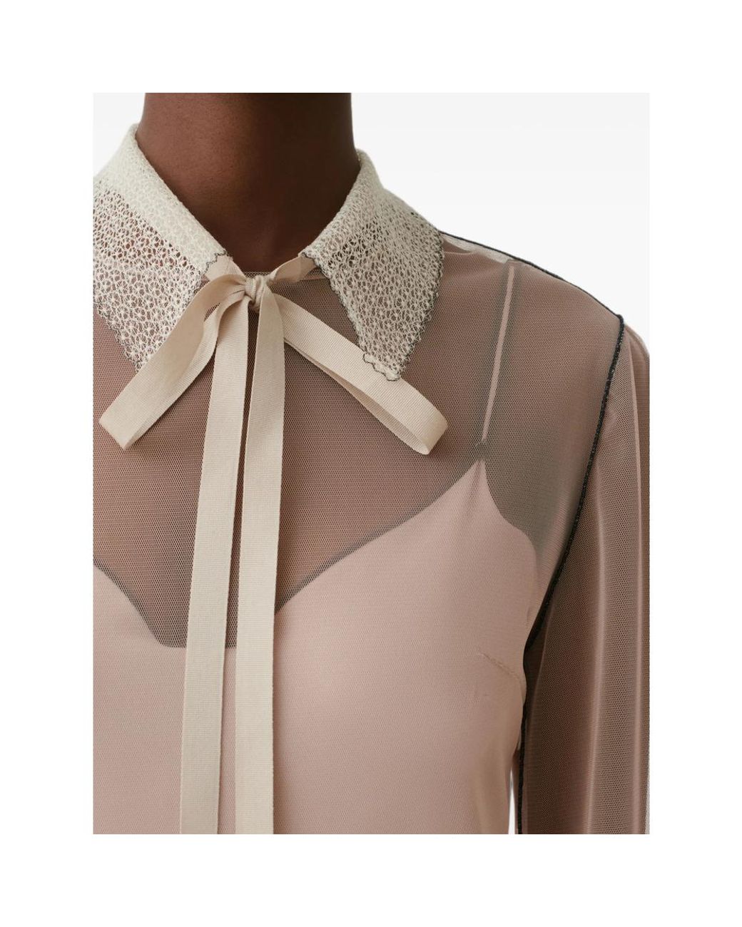 Fabiana Filippi Natural Pleated Lace-Collar Maxi Dress