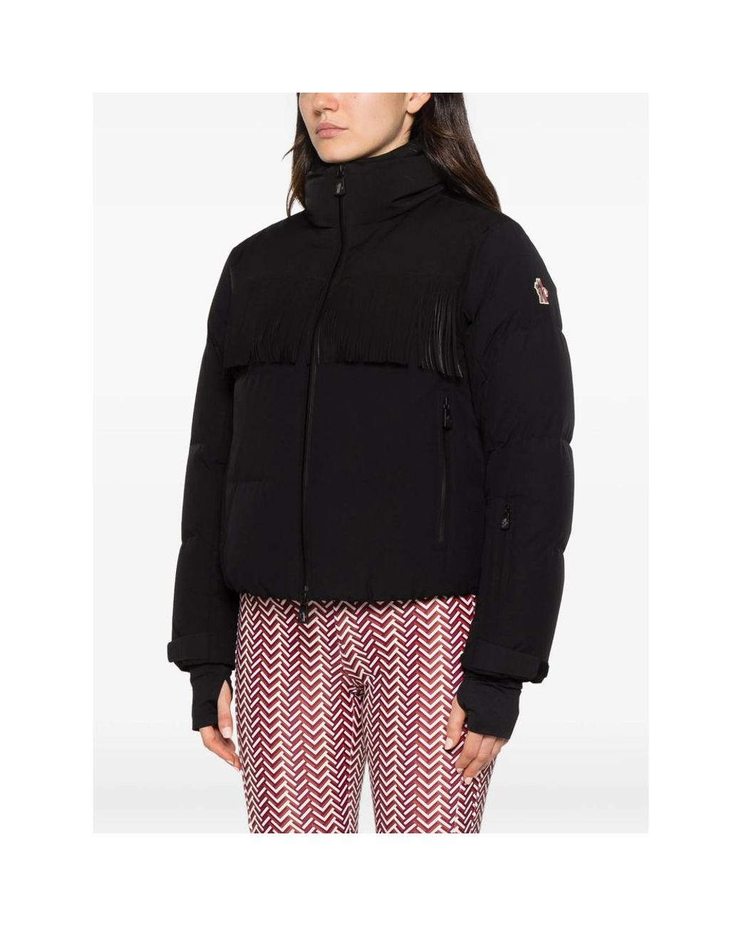Moncler Black Fringe-Trimmed Padded Jacket