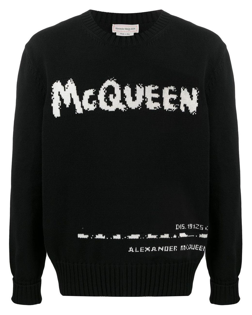Alexander McQueen Cotton Logo-intarsia Crew-neck Jumper in Black for ...