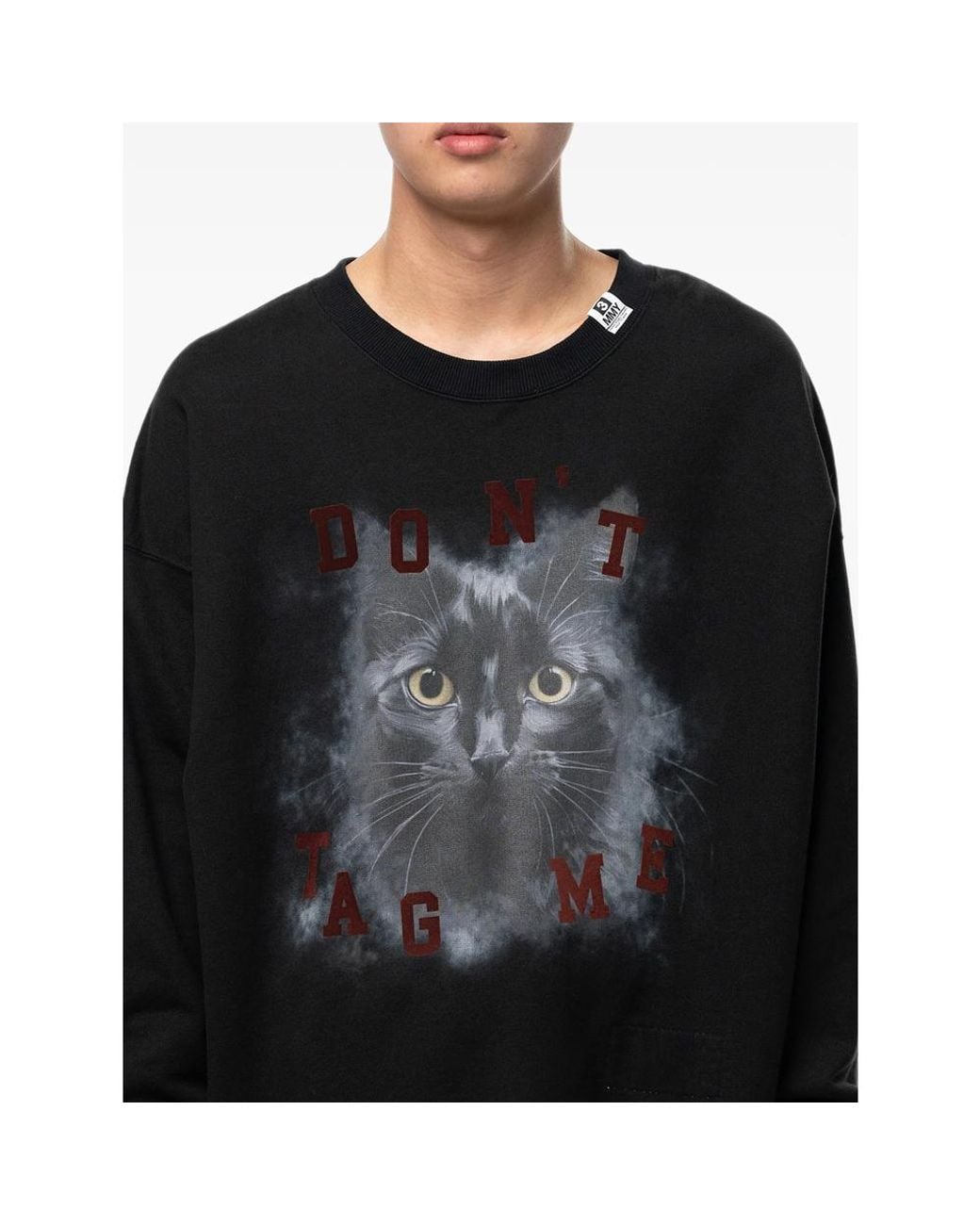 Maison Mihara Yasuhiro Black Cat Printed Sweatshirt for men