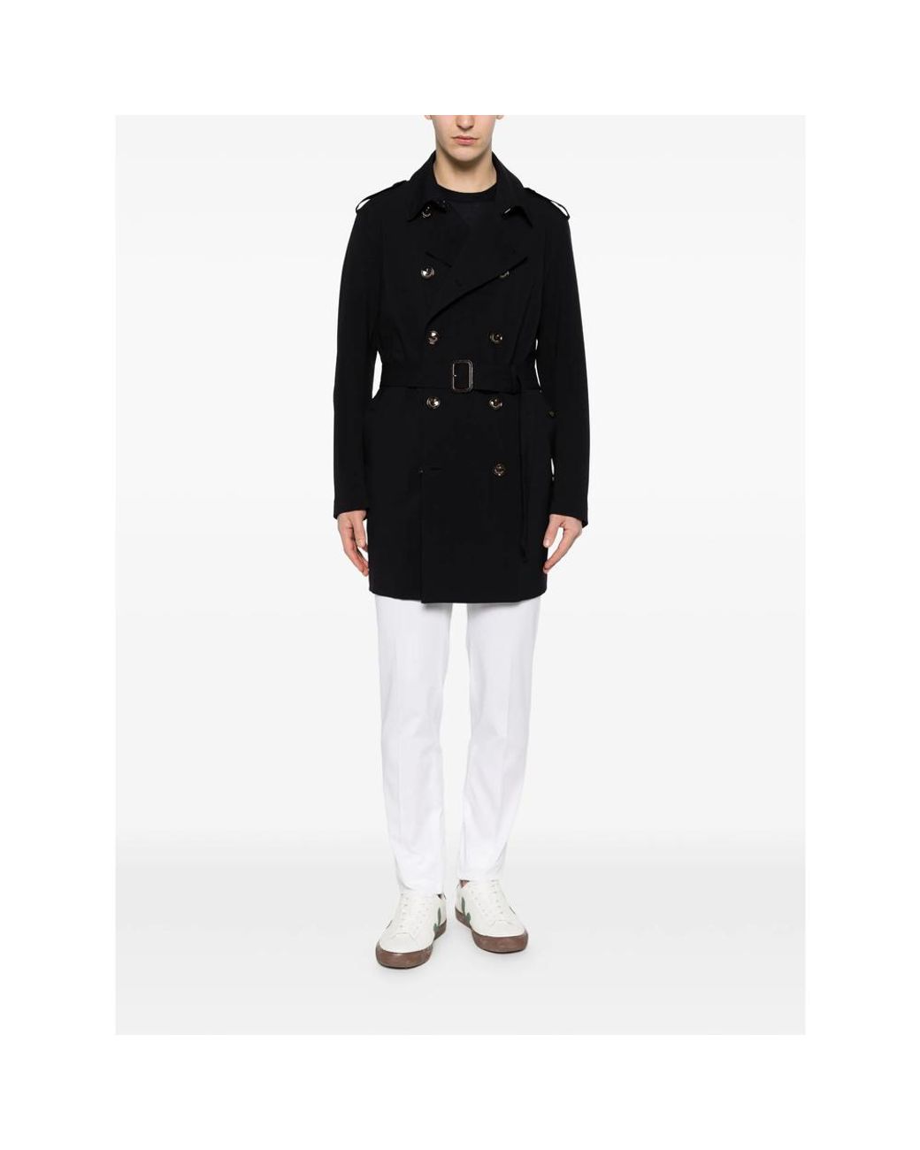 Montecore Black Buttoned Belted Coat for men