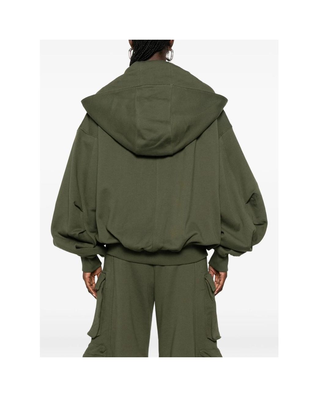 The Attico Green Logo-Embroidered Zip-Up Hoodie