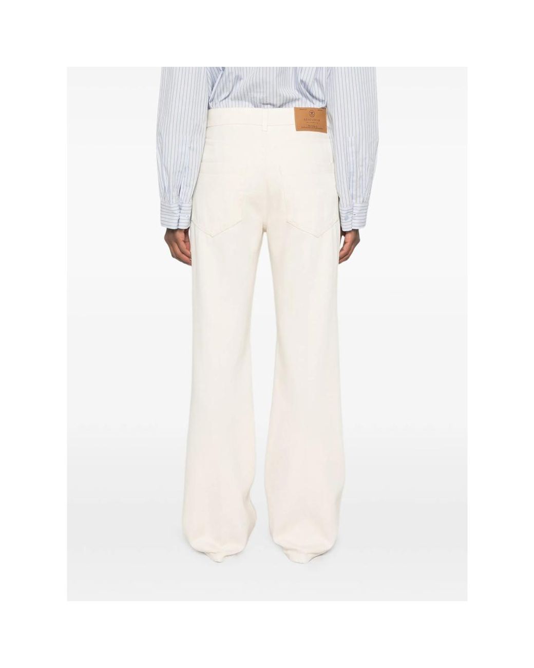 Seafarer White Logo-Patch Wide-Leg Jeans