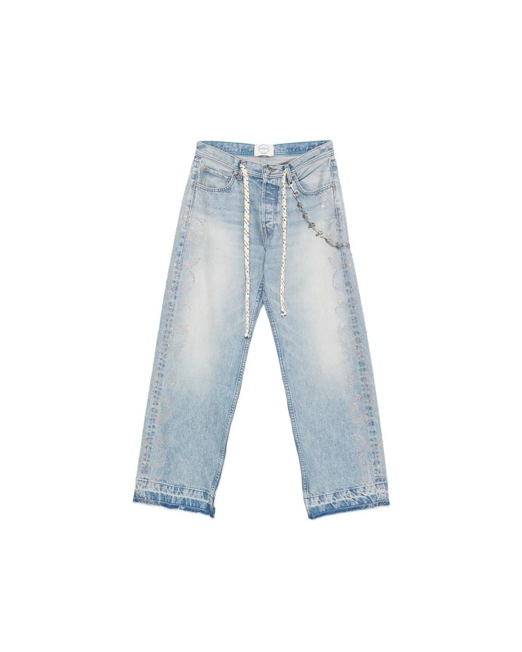 ERCOLE STUDIO Blue Embellished-Detail Frayed Jeans for men
