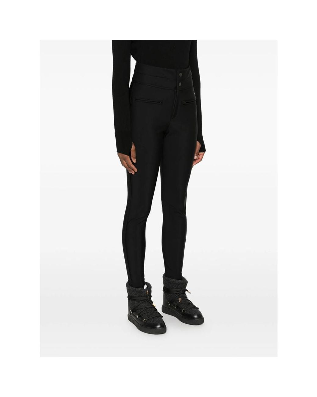 Perfect Moment Black Aurora Logo-Embroidered Skinny Trousers