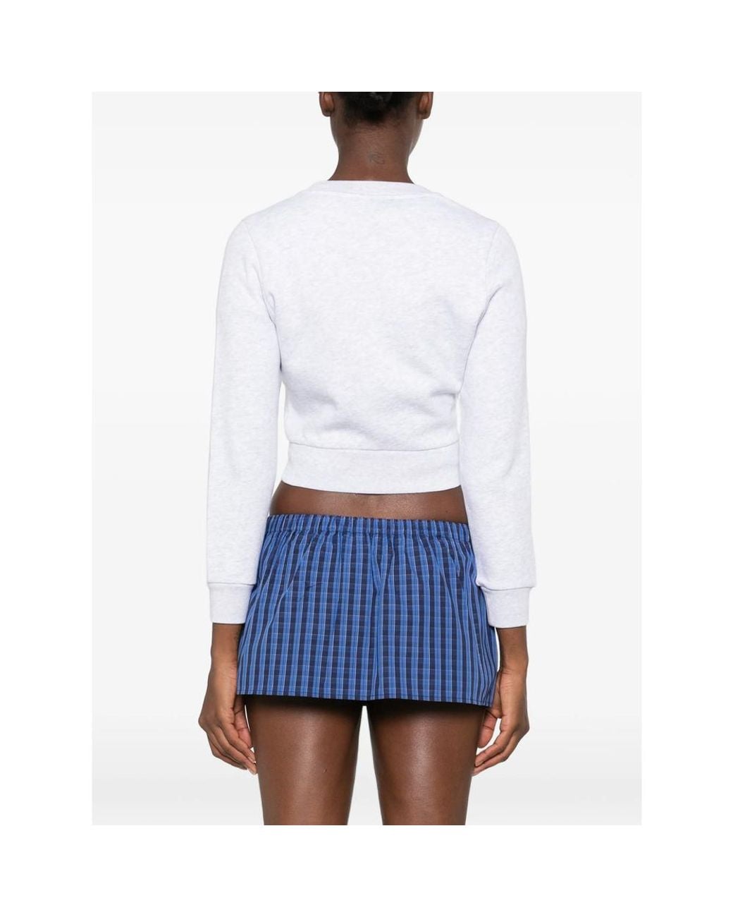 Sporty & Rich White Logo-Print Cropped Sweatshirt