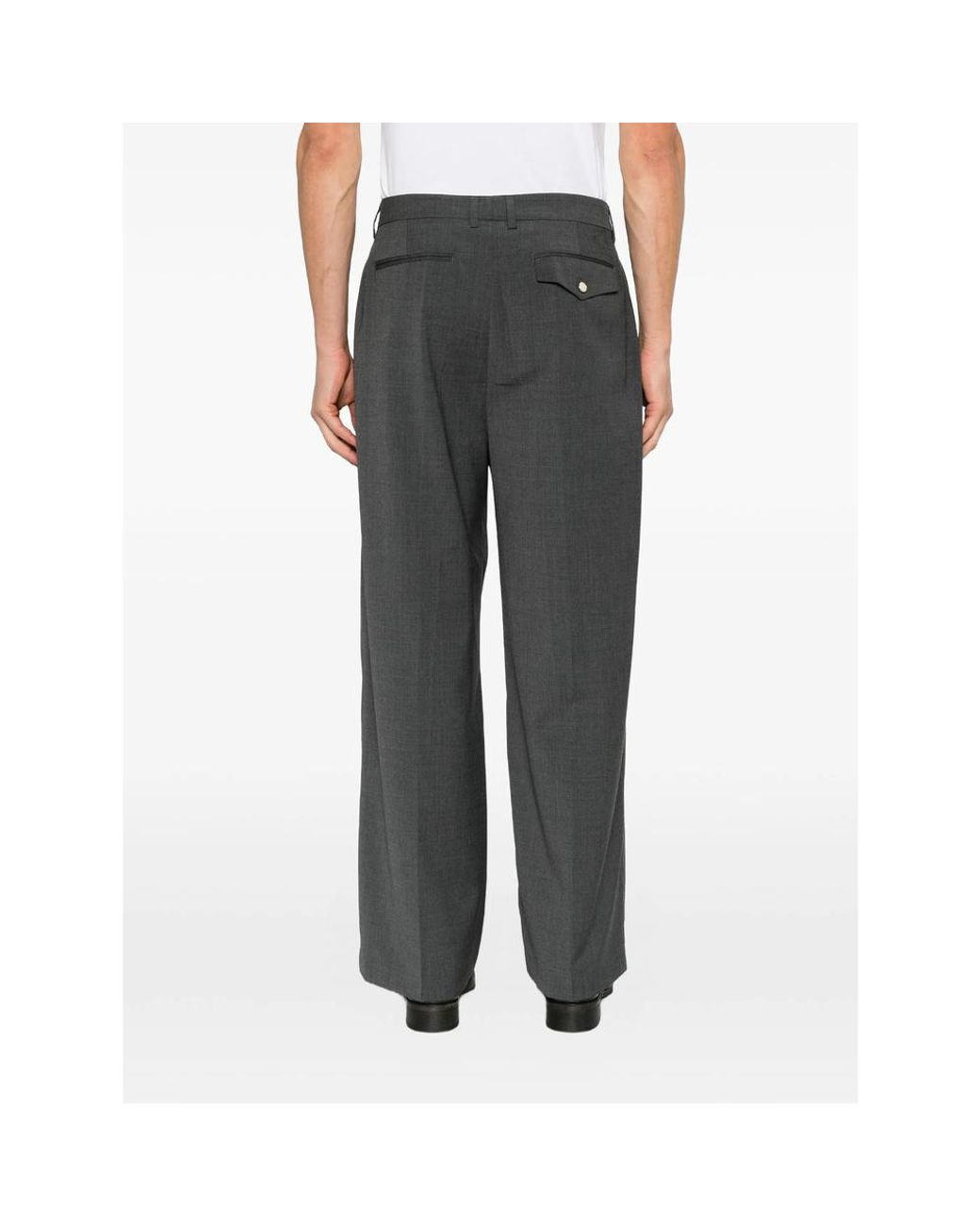 THESTROY Gray Pleated Wide-Leg Trousers for men