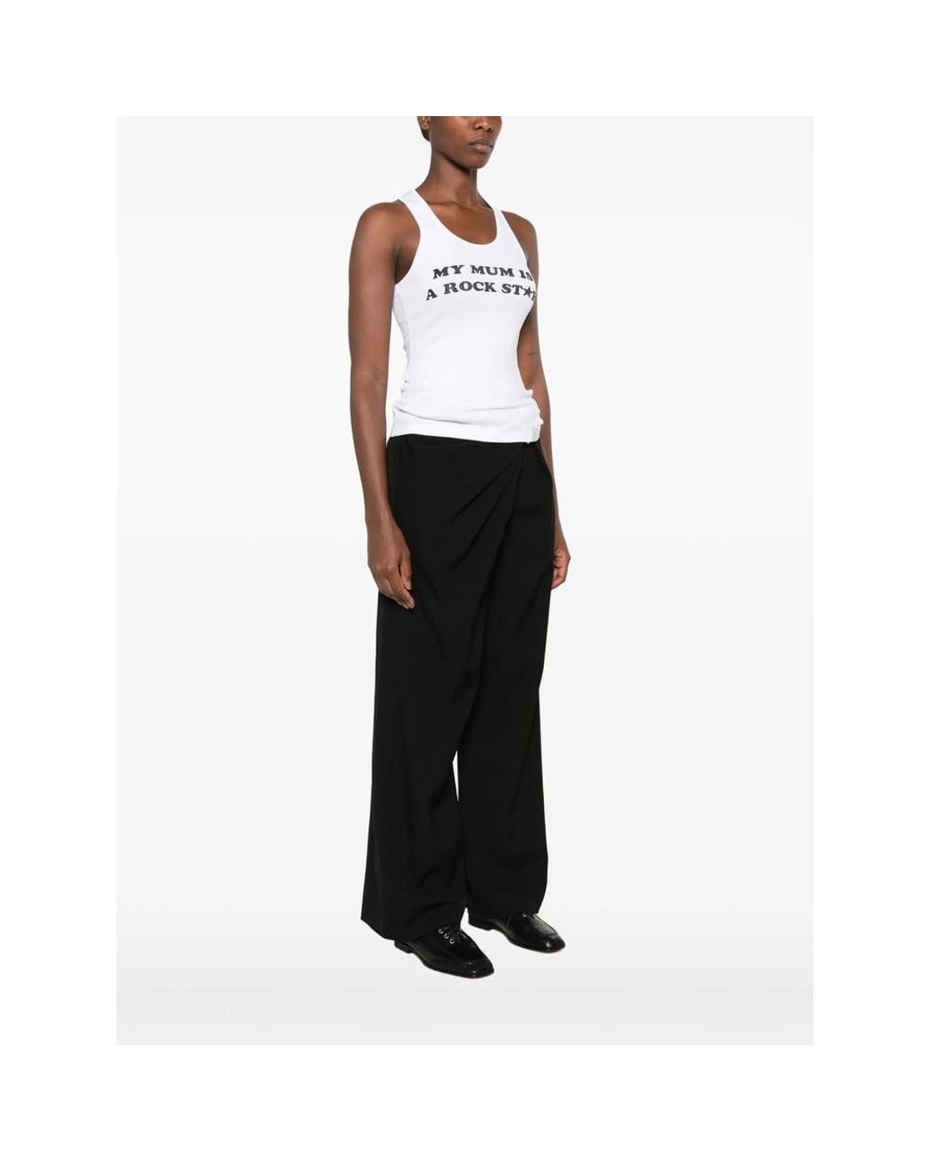 Stella McCartney White Slogan-Print Racerback Tank Top