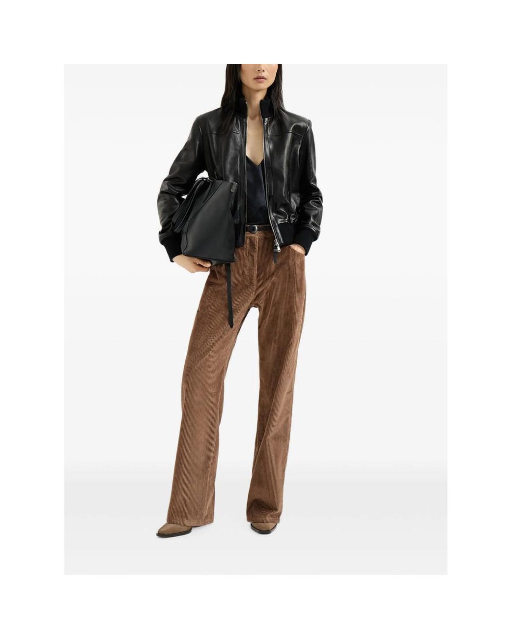 Brunello Cucinelli Brown Cotton Corduroy Straight Five-Pocket Trousers With Monili