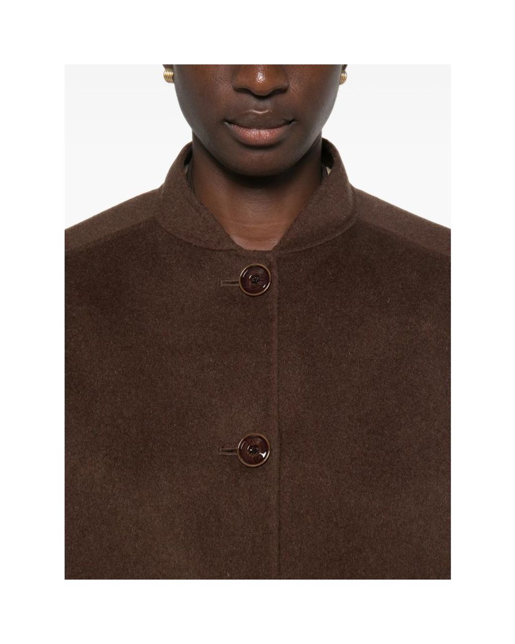 Sessun Brown Button-Up Boxy Jacket