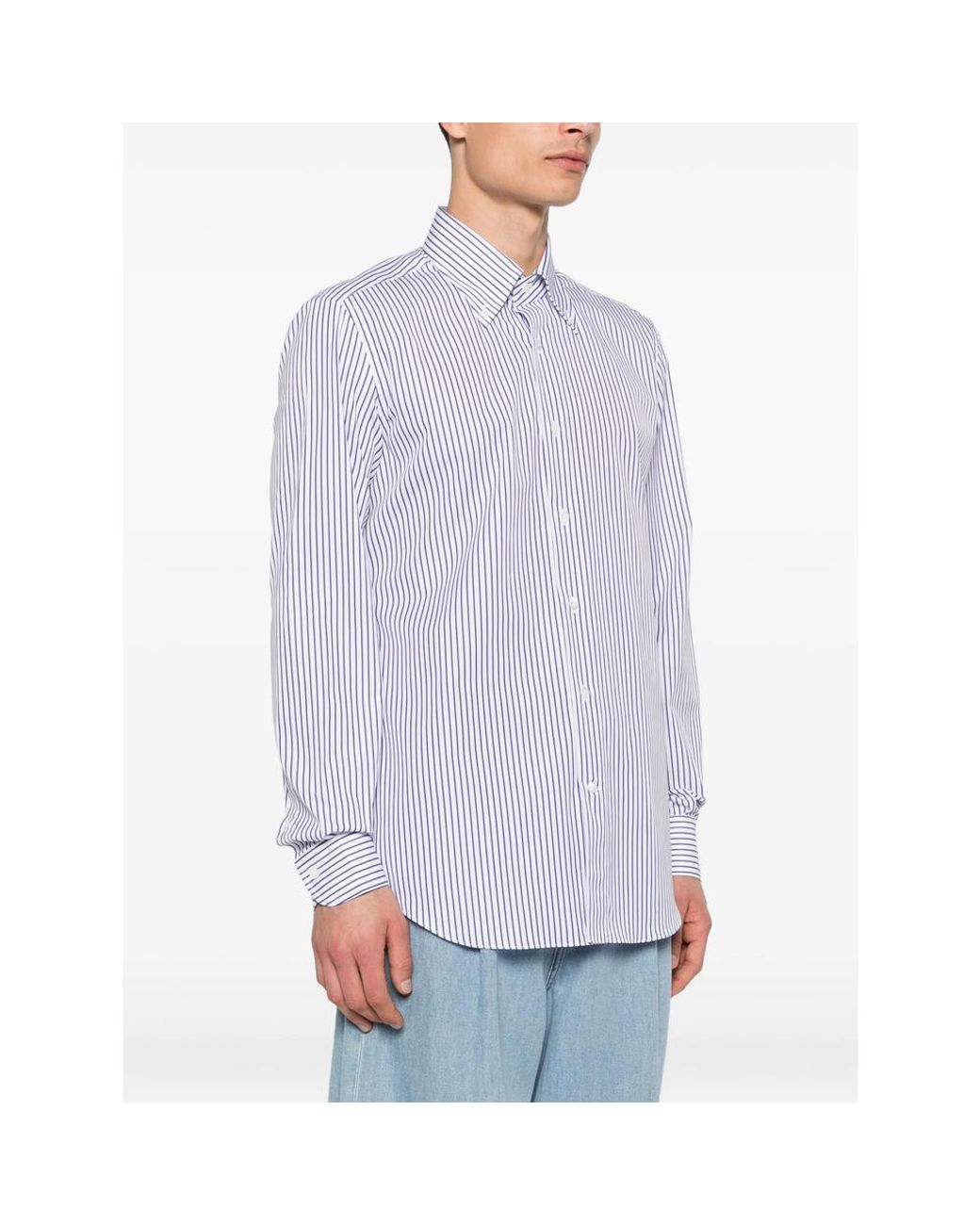 CAMICERIA MAZZARELLI Purple Striped Button-Down Shirt for men